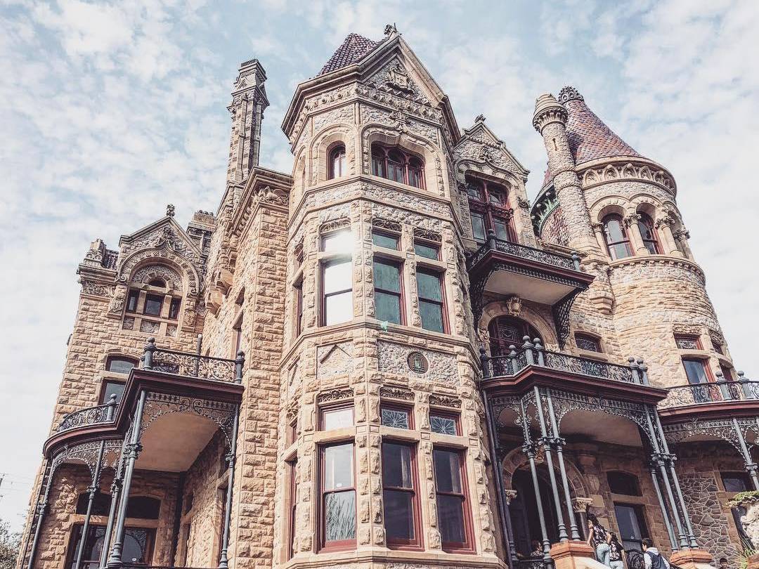 stone exterior of Bishops palace in Galveston, Texas